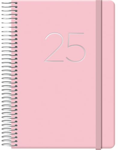 Dohe - Kalender 2024 - Tag Seite - Mittel: 12,5 x 18 cm - 336 Seiten - Spiralbindung - Hardcover - Rosa - Modell Gloss