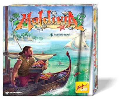 Zoch 601105173 - Maldivia (Brettspiel) - außergewöhnliches Gesellschaftsspiel mit innovativem Spielfeld aus faltbarem Tuch, für Kinder ab 8 Jahre, 2-4 Spieler, ca. 30 Min. Spieldauer