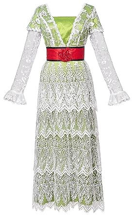 ADuchessCos Titanic Rose DeWitt Bukater Robe longue en dentelle pour costumade romantique Vert régence