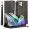 MQERYBV Funda para Moto G54 5G con Protector de Pantalla, Flip Magnético Cuero PU Carcasa, TPU Libro Tapa Funda, Ranura Tarjeta Soporte Cover, Cierre Magnético, Negro.
