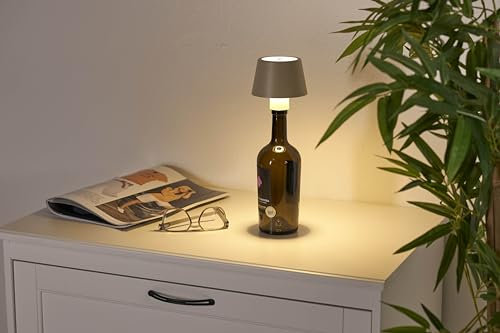 Northpoint LED Tischlampe Akku Flaschenlampe Tischleuchte mit Touchsensor 3000mAh Akku 200lm warmweißes Licht (3000K) stufenlos dimmbar für Innen und Außen beige