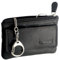 Schlüsseltasche Leder schwarz Schlüsseletui Leder Schlüsselmäppchen Damen und Herren Rindleder Büffel schwarz + Karabiner und 2 Schlüsselringe + Münzfach