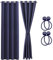 Cozyor Verdunklungsvorhänge Gardinen 2er Set mit Magnet-Raffhalter Thermogardine isolierend 100% verdunkelnd, blau Ocean, Gardine mit Ösen für Schlafzimmer, Wohnzimmer, Kinderzimmer 175x135 cm