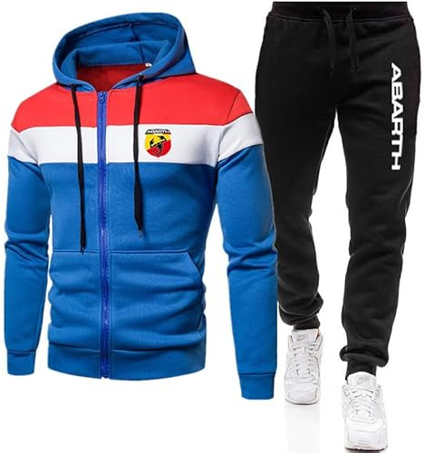 GIOPSQ Herren Trainingsanzug Set Jogginganzug Kapuzenjacke mit Reißverschluss + Hose Sportbekleidung Asual/A/L