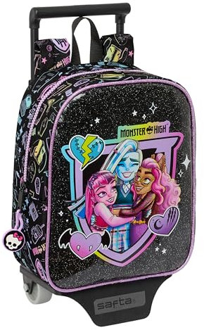 Safta M280 BARBIE GIRL Kinderrucksack mit Trolley, ideal für Kinder unterschiedlichen Alters, bequem und vielseitig, Qualität und Stärke, 22 x 10 x 27 cm, Rosa Unisex Kinder, Schwarz , Estándar,