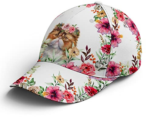 Schirmmütze Basecap Katze Süß Mit Blume Basecap Baumwolle Baseball Mütze Freizeit Sonnenblende Mütze Für Damen, Golf, Herren