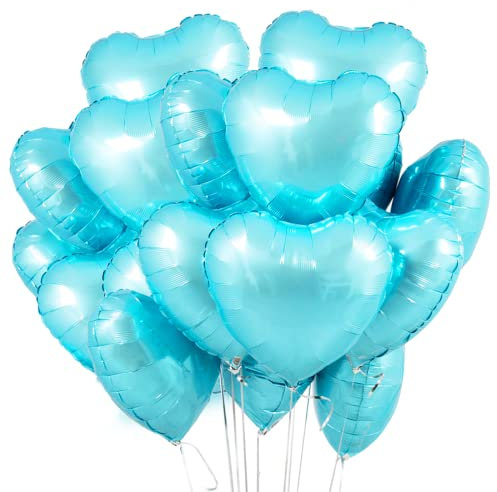 Palloncini Foil Cuore Azzurro - 20 Pezzi per San Valentino, Nozze e Decorazione Festa di Compleanno