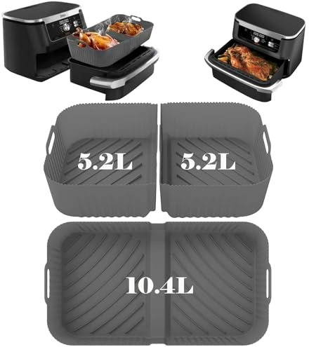 Cathpetic Silikonform Heißluftfritteuse für Ninja Foodi Flexdrawer AF500EU,1×10.4L+2×5.2L Ninja Af500 Silikonform Grau,Ninja Foodi Flexdrawer Zubehör