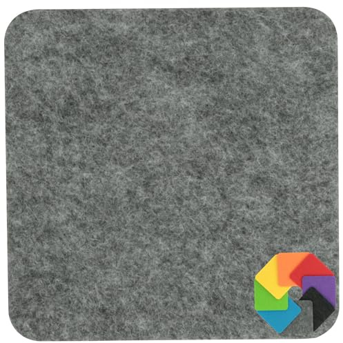 Design Filz Untersetzer eckig - 15x15cm in Mittelgrau meliert für Glas, Getränke, Bar, Tasse, Vase