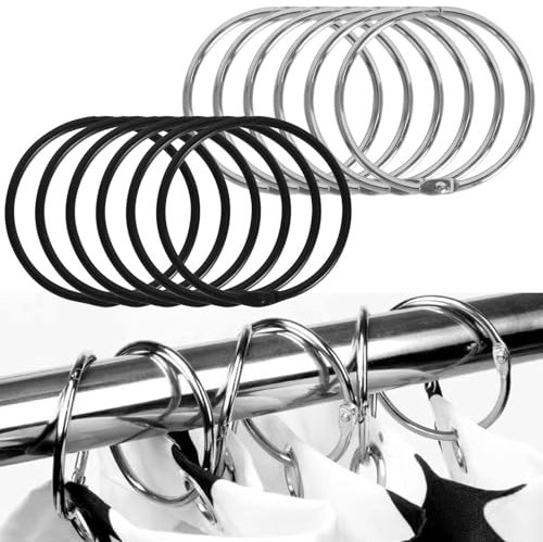 24 STK 50mm Gardinenringe zum Öffnen, Zu öffnende Vorhangringe, Metall-Rundduscherring, Duschvorhanghaken Duschvorhangringe, für Fenstervorhang Bettvorhang Duschvorhang, Gardinen Ringe für Stange