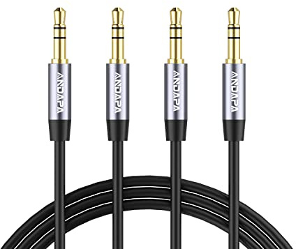 ANDAPA Aux Cable (3M 2-Pack), 3.5mm Male to Male Stereo Audio Cable, Compatible with Headphones, Cars, Home Stereo Systems, Speakers, iPhone, iPad, iPod