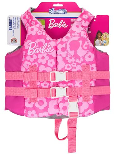 SwimWays Barbie Swim Trainer Life Jacket, US Coast Guard Approved Kids Swim Vest, Pool Floats & Life Jackets for Kids, 33-55 lbs