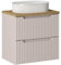 Lomadox Badezimmer Waschtisch 60cm mit Aufsatz-Waschbecken, Kaschmir und Eiche, gerillte Front