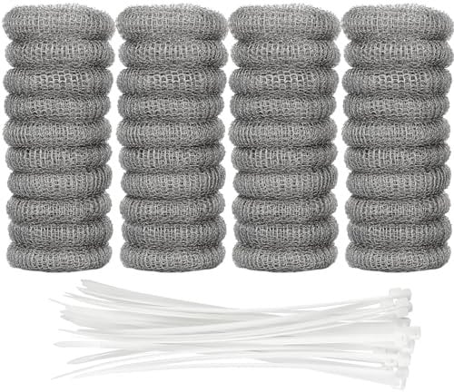 40 Pieces Washing Machine Lint Traps,Stainless Steel Laundry Lint Catcher for Washing Machine Hose,Snare Hair Catcher Washer Drain Hose Screen Filter Washer Hose Lint Trap Mesh with 40 Pcs Cable Ties