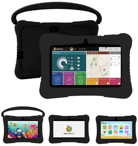 Save Family Kids 7 Tablet niños pedagógica con navegador Infantil, Control Parental y Contenidos, Anti-Bullying, Juegos, Módulo Montessori y Funda Silicona. Marca española (Negro)