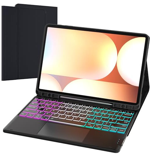 for 12.4 inch Samsung Galaxy Tab S9 FE+/S9+ /S10+ Plus Case with Keyboard : One-click DEX Mode, Rainbow Backlit, Multi-Touch Trackpad, Flip Stand Case with S-PEN Holder, 2 Wireless Channels Keyboard