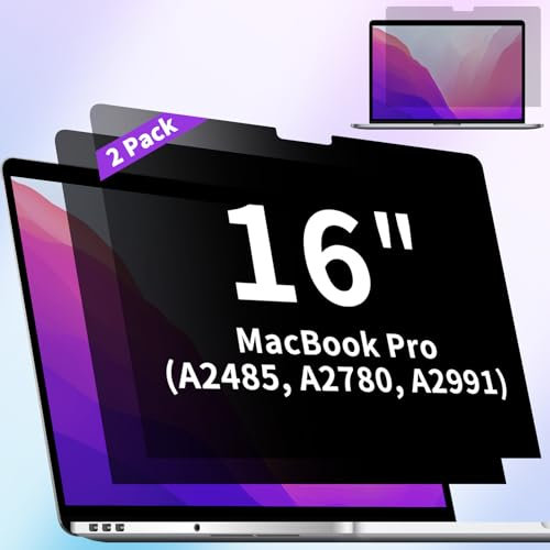 ANTOGOO V 2 Stück Sichtschutz kompatibel mit MacBook Pro 16 Zoll Displayschutzfolie (2021-2024, M1, M2, M3, M4), Anti-Blaulicht-Blendung & Anti-Kratz-Computer Sichtschutz für Mac Pro 16 Zoll