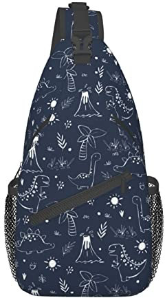 EujGvboU Dino-Schultertasche, Dinosaurier-Umhängetasche, Tagesrucksack, lässiger Rucksack, niedliche Umhängetasche, lustige Tasche, Dino 01, 7.5 X 3.5 X 15.3 Inches