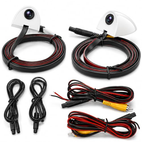 Culnflun HD Rückfahrkamera, Auto Seitentür Sicht Toter Winkel Kamera, Nachtsicht Assistent Bandmontage IP67 wasserdichte Linke Rechte Seitenansicht Kamera für Auto Überwachungssystem (Weiß)