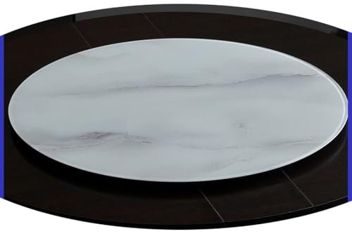 HAEKEBC Marmorierte Tischplatte 90cm Tischplatte Aus Gehärtetem Glas Rundes Muster Bleistiftkante Polnische Glastischplatte, Geeignet Für Esstisch, Couchtisch, Beistelltisch(White,40in/100cm)