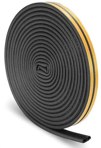 12m / 39.4ft Dichtungsband für Türen, Türdichtung Türen Fenster Selbstklebendes Gummi Schaum Siegel Streifen Schalldämmung Weatherstrip wasserdichtes Siegel, (Schwarz-D12M)