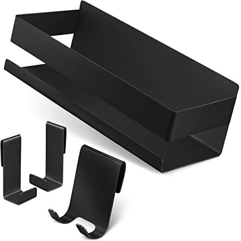 LIEBHEIM Mensola per doccia senza foratura, montaggio con nastro adesivo industriale o adesivo forte, in acciaio inox S304, colore nero