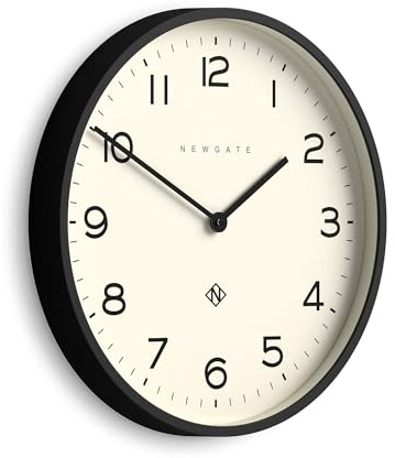 NEWGATE® Echo Number Two wanduhr | Große Moderne runde Uhr | 45 cm | Schwarz | Leicht ablesbare Zahlen | Ideal für die Küche, das Wohnzimmer oder das Büro