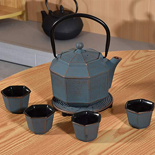 Teapot Cast Iron,cast Iron Adorable Tea Pot,Fireplace Teapot Cast Iron Japanese Style,for Bulk Tea and Tea Bags, White Tea, Wood Fruit Tea, Health Tea, Black Tea (Color : E)