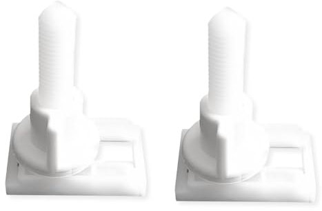 2 Pcs White Plastic Toilet Seat Screws & Nuts with Washers, Replacement Hinge Bolts for Mounting Toilet Seats and Lids