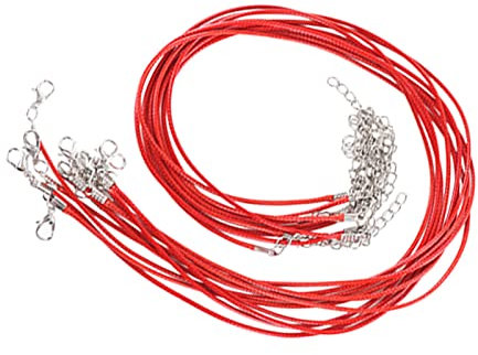 Fdit 200 Wax Necklace Cords with Lobster Clasp, Adjustable Length DIY Rope Necklace for Jewelry Making, Neckace Cords for Pendants, Lightweight (Red)
