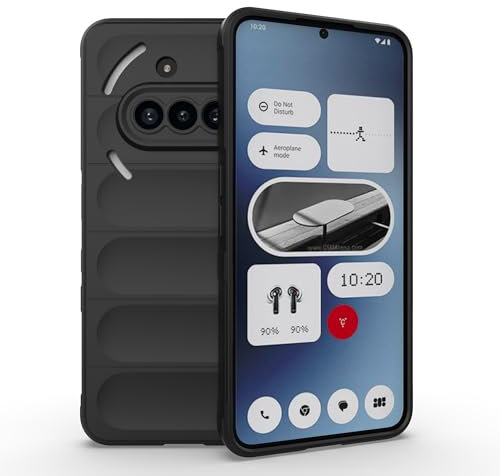 ESTH® Liquid Silicone Hülle für Nothing Phone (3a) mit Antibakteriellem Schutz und Kratzfestes weichem Mikrofaserfutter, Rundumschutz Stoßfeste Handyhülle Case, Schwarz
