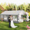Aufun Hochwertiges Partyzelt 4x8 m, Pavillon mit 8 abnehmbaren Seitenteilen mit Fenstern, PE Plane Wasserdicht, inkl. Spannseile & Heringe, Partyzelt für Garten Party Festival Event Hochzeit - Grau