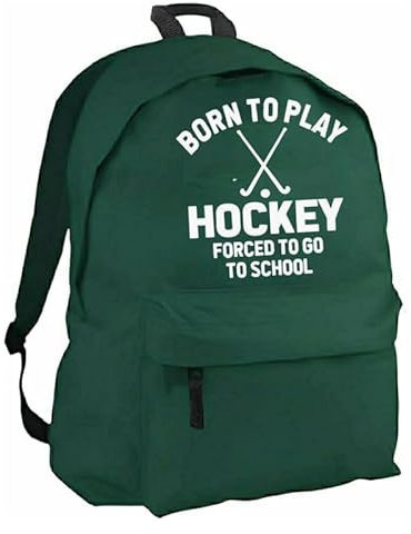 Edward Sinclair Born to Play Hockey Forced To Go To School | Kinder-Schulrucksack | Tasche | (38 x 28 x 19 cm; 14 Liter), grün, One size