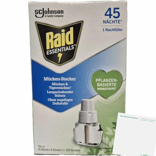 usy Bundle für Raid Essentials Mücken-Stecker 45 Nächte Nachfüller (32ml Packung) + usy Block