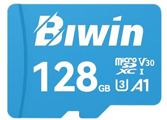Biwin MS100 MicroSDXC 128 GB UHS-I bis 100 MB/s A1 V30 U3 | Für Smartphones, Tablets und Kameras – Ideal für 4K-Videos, Fotos und Schnelle App-Leistung