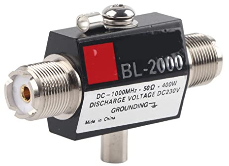 FAUOSWUK BL2000 Koaxial Light Surge Protector, PL259 Weiblich -bis Weiblicher Lichtarrestor mit Aufblasbarem Einreichungsanlagen für den Schutz der Antennentransceiver