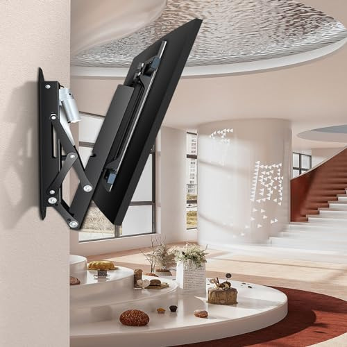 BYFSRUS Electric TV Ceiling Mount - Tv Wall Mount, Adjustable TV Bracket, with Remote Control and Switch, Drop Down TV Lift, 0-85° Flip Down, Fits 32-70 Inch TVs Motorized TV Stand