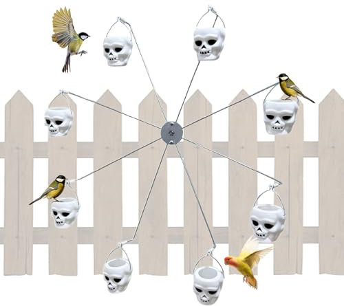 Vogelfutterstation Riesenrad, Kolibri-Futterstation für draußen, Halloween-Futtergerät mit 8 Eimern für gelbe Finken, Spatzen, Schwalben, Outdoor, Balkon, Terrasse, Hinterhof