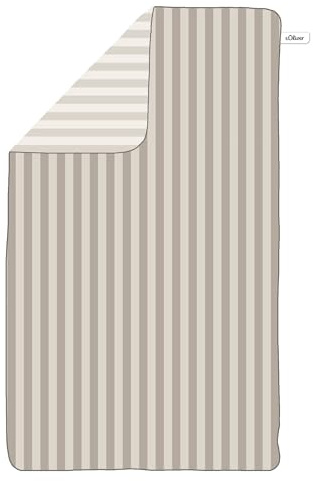 s.Oliver Mikrofaser Badetuch 80x160 cm - super saugfähiges und kompaktes Reise Handtuch weiß beige gestreift