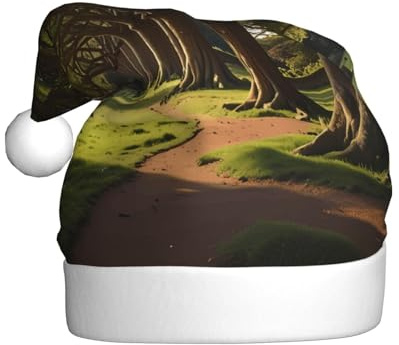 WHJSHOP The Antiquity of Yew Printed Christmas Hat for Adult Soft, Lightweight, and Fluffy Design for Men and Women