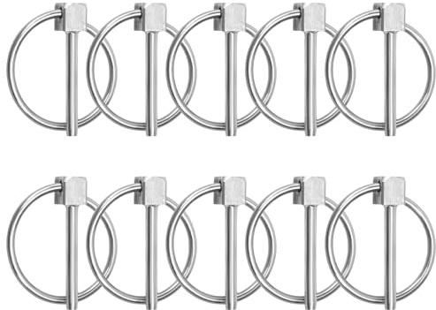 Vunanvu 10 Stück Klappsplint Edelstahl 3mm Klappstecker Klappsplinte Sortiment Lynch Pin mit Ring Splint Anhänger Rohr Sicherungssplinte Für Traktor Rasenmäher Bauernhof