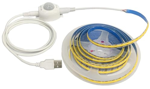 TOPXCDZ 5V USB LED Strip Bewegungsmelder 1m, LED Bettlicht mit PIR Bewegungssensor,COB Led streifen mit Bewegungsmelder für Nachttisch,Treppe,Flur,Schlafzimmer,Schrank (Warm White, 1M)