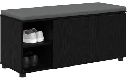 vidaXL Flurbank mit Kissen mit Regal Schwarze Eiche 100 x 38 x 46 cm