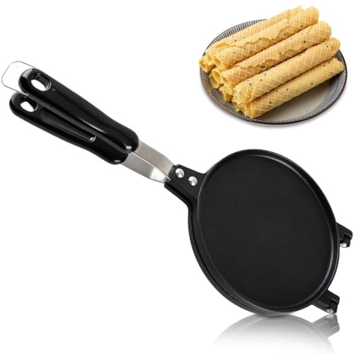 Stampo antiaderente per waffle, in lega di alluminio, per realizzare rotoli di uova e gelato, con manico lungo, strumento da cucina per la preparazione di dessert, stampo per fai da te, fatto in casa