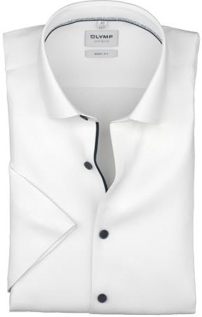 OLYMP Herren Oberhemd Langarm 200312,Einfarbig,Level 5 Body fit,Kent-Kragen,Weiss 00,42