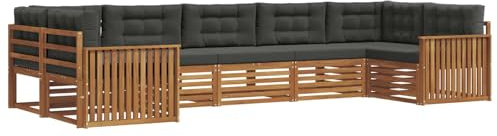 vidaXL Outdoor-Sofagarnitur mit Kissen 7 pcs Natur und Anthrazit, Garten, Moderne Sofas, langlebige Möbel, Terrasse, Bequeme Lounge, praktische Sitzgelegenheit