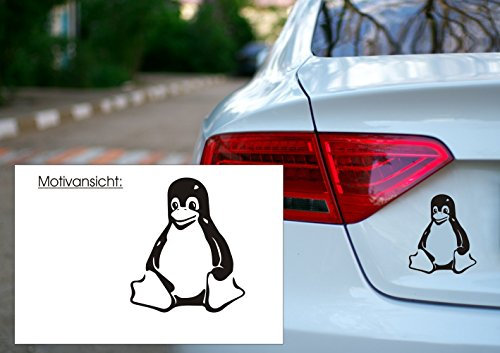 blattwerk-design KFZ Aufkleber - Linux Tux - Pinguin - Open Source Maskottchen- Autoaufkleber (300 mm x 210 mm, Schwarz)