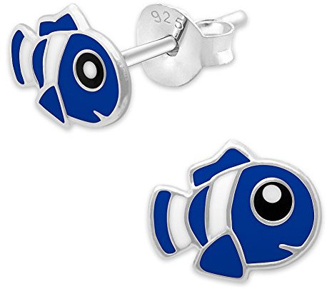 Soul-Cats Kinder Ohrstecker 925 Echt silber Tiermotive Ohrringe Fisch silber blau