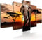 murando - Wandbilder XXL Afrika 200x100cm 5 tlg - Wand Deko Leinwand Bilder Groß Wanddeko Wohnzimmer Schlafzimmer Kunstdrucke - Landschaft Tier Elefant g-C-0054-b-n
