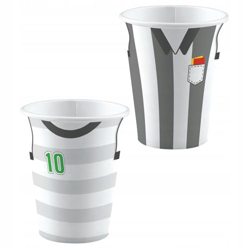 amscan Fussball-Trinkbecher Tischdekoration 8 Stück grau-weiss 250 ml